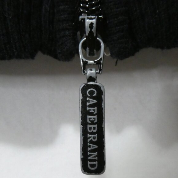 CAFEBRAND - Limited Edition | small | Solid Black Zip-Up Hooded Knit Sweater - Picture 16 of 16